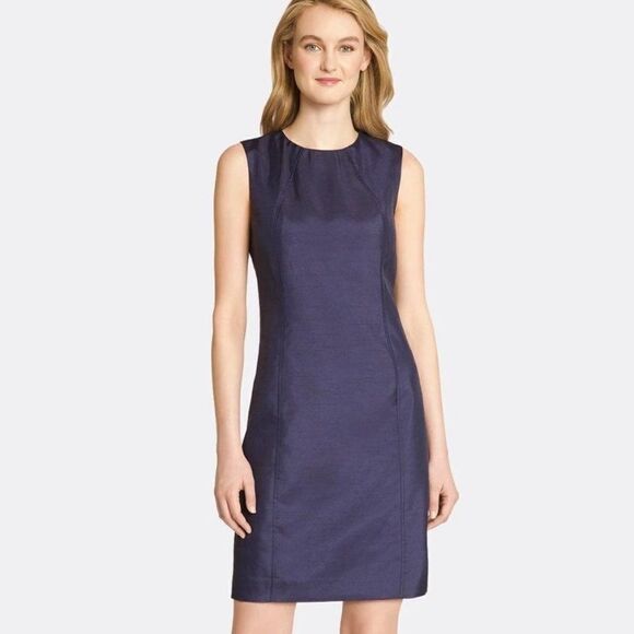 Tahari Satin Sleeveless Shift Dress Baby Blue Size 4 - Picture 1 of 10